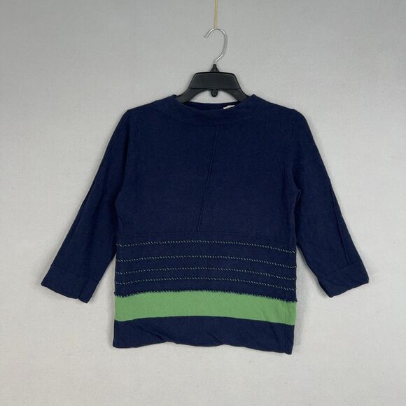 Field Flower Sweater Womens Medium Blue Green Striped Pullover Angora Boho Luxe - Picture 1 of 12